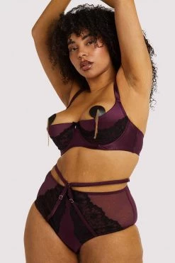 Playful Promises Muriel Purple Lace Quarter Cup Bra 26 Playful Promises Muriel Purple Lace Quarter Cup Bra