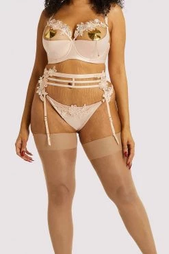 Playful Promises Virginia Peach Guipure Suspender Suspenders
