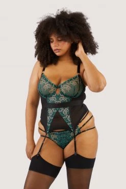 Playful Promises Dakota Green & Gold Snake Basque New In