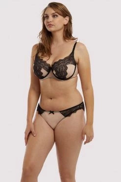 Deja Day Rosalyn Black And Blush Balcony Bra
