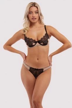 Deja Day Rosalyn Black And Blush Balcony Bra