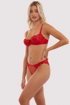 Deja Day Rosalyn Red Balcony Bra