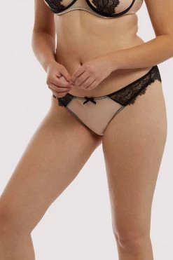 Deja Day Rosalyn Black And Blush Brazillian Brief Knickers
