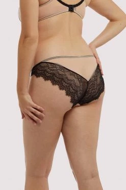 Deja Day Rosalyn Black And Blush Brazillian Brief Knickers