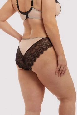 Deja Day Rosalyn Black And Blush Brazillian Brief Knickers