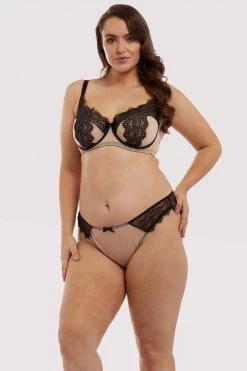 Deja Day Rosalyn Black And Blush Brazillian Brief Knickers
