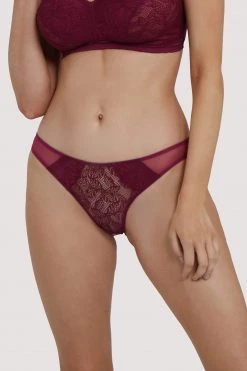 Deja Day Emma Merlot Brazilian Lace Brief Knickers