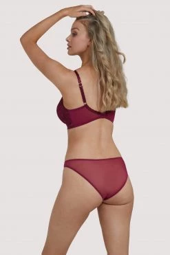 Deja Day Emma Merlot Brazilian Lace Brief Knickers