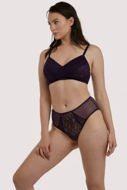 Deja Day Emma Vine Purple High Waist Brief Knickers