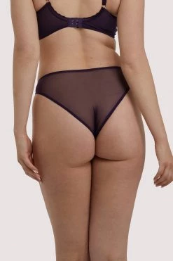 Deja Day Emma Vine Purple Brazilian Lace Brief Knickers