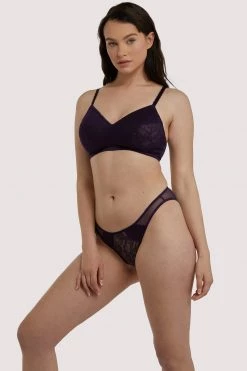 Deja Day Emma Vine Purple Brazilian Lace Brief Knickers
