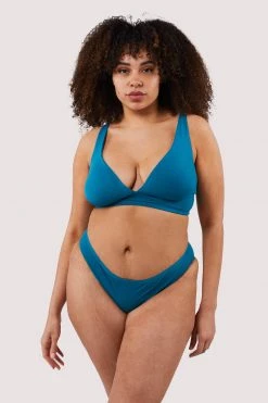 Deja Day New In Second Skin Teal Recycled Triangle Bra