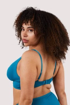 Deja Day Second Skin Teal Recycled Crop Top Bra