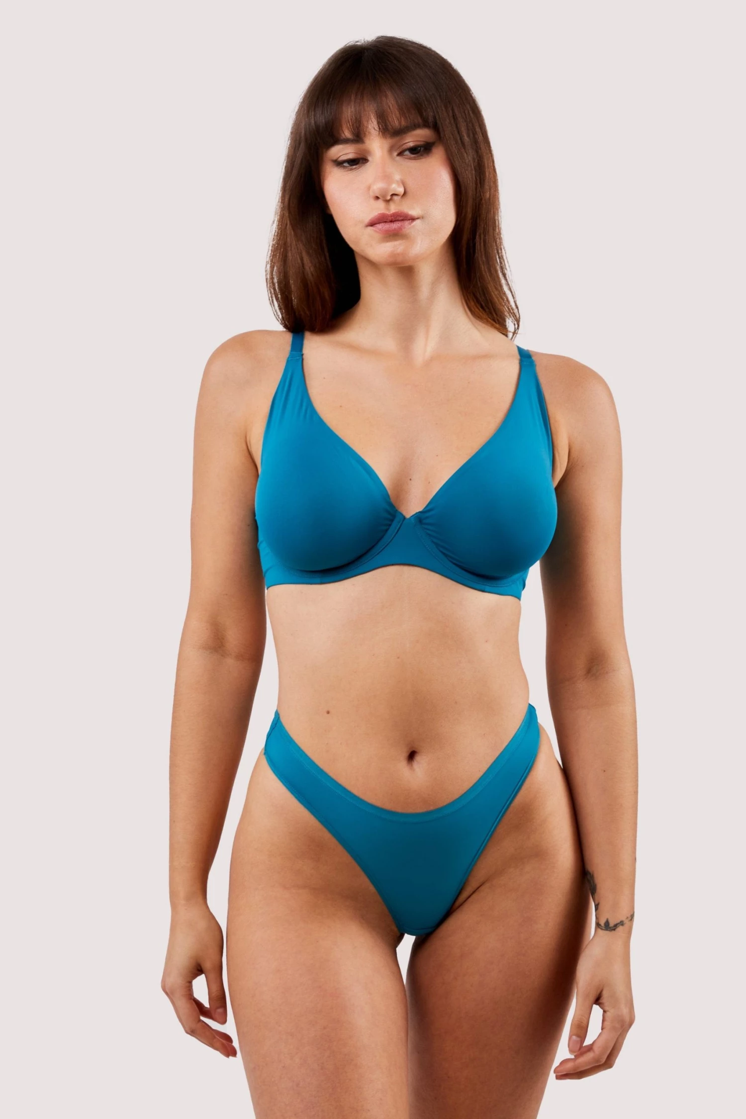 Deja Day Second Skin Teal Recycled Plunge Bra New In 2 Deja Day Second Skin Teal Recycled Plunge Bra New In