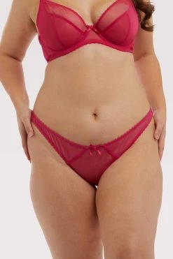 Deja Day Grace Hot Pink Mesh Thong