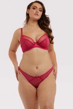 Deja Day Grace Hot Pink Mesh Thong
