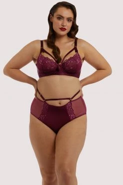 Dita Von Teese Lingerie Knickers Madame X Dark Cherry High Waist Curve Brief