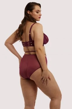 Dita Von Teese Lingerie Knickers Madame X Dark Cherry High Waist Curve Brief