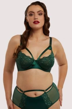 Dita Von Teese Lingerie New In Bras Madame X Plunge Bottle Green Curve Bra