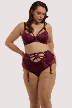 Dita Von Teese Lingerie Madame X Dark Cherry High Waist Curve Suspender