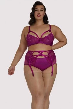 Dita Von Teese Lingerie Madame X Magenta Curve Suspender Belt Suspenders