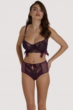 Playful Promises Josephine Aubergine Corded Lace Bra