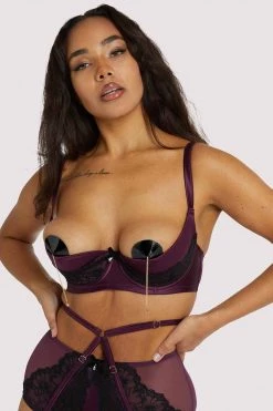 Playful Promises Muriel Purple Lace Quarter Cup Bra 21 Playful Promises Muriel Purple Lace Quarter Cup Bra