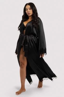 FFFB X PP Enyo Black Applique Lace & Satin Robe 9 FFFB X PP Enyo Black Applique Lace & Satin Robe