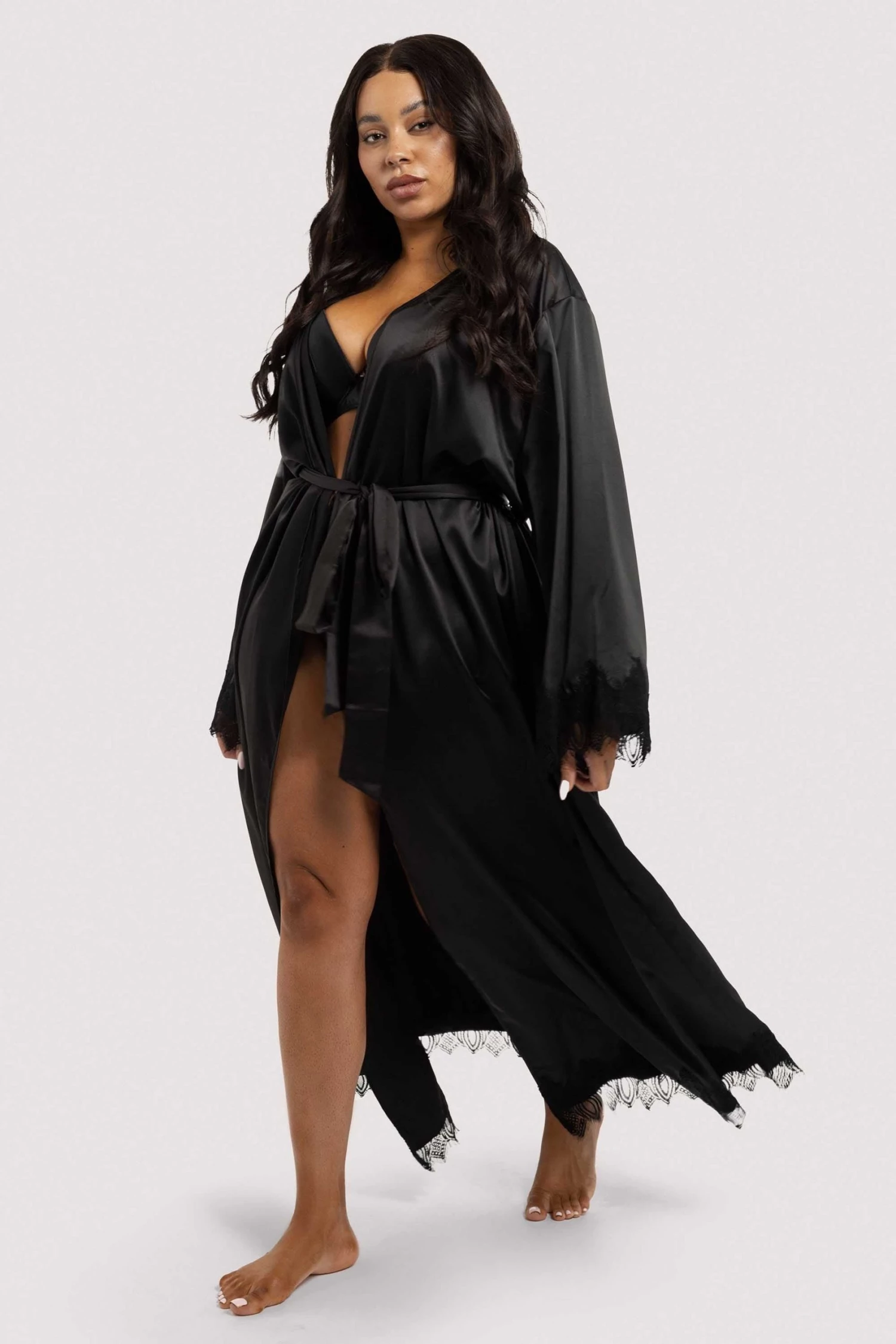 FFFB X PP Enyo Black Applique Lace & Satin Robe 4 FFFB X PP Enyo Black Applique Lace & Satin Robe