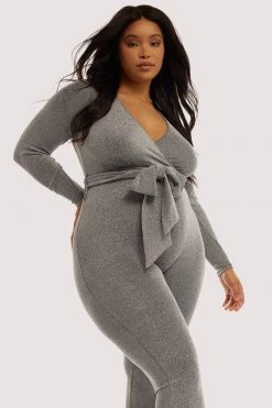 Felicity Hayward X PP Farouz Silver Disco Jumpsuit Curve Nightwear