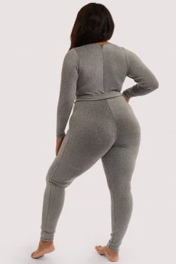 Felicity Hayward X PP Farouz Silver Disco Jumpsuit Curve Nightwear