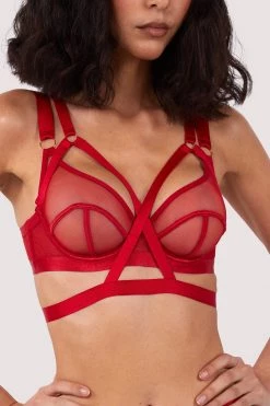 Felicity Hayward X PP New In Mercury Red Harness Mesh Balcony Bra 23 Felicity Hayward X PP New In Mercury Red Harness Mesh Balcony Bra