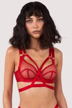 Felicity Hayward X PP New In Mercury Red Harness Mesh Balcony Bra 22 Felicity Hayward X PP New In Mercury Red Harness Mesh Balcony Bra