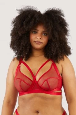 Felicity Hayward X PP New In Mercury Red Harness Mesh Balcony Bra 30 Felicity Hayward X PP New In Mercury Red Harness Mesh Balcony Bra