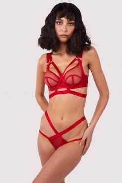 Felicity Hayward X PP New In Mercury Red Harness Mesh Balcony Bra 24 Felicity Hayward X PP New In Mercury Red Harness Mesh Balcony Bra