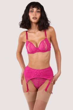 Felicity Hayward X PP Ophelia Pink Cut Out Lace Suspender New In 10 Felicity Hayward X PP Ophelia Pink Cut Out Lace Suspender New In