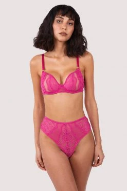 Felicity Hayward X PP New In Ophelia Pink Cut Out Lace High Waist Brief