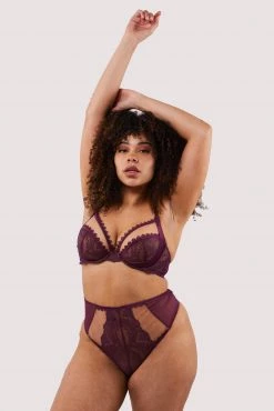 Felicity Hayward X PP Astrid Merlot Lace And Trim Bra New In