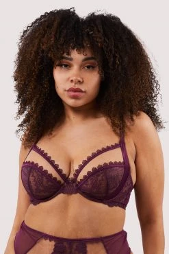 Felicity Hayward X PP Astrid Merlot Lace And Trim Bra New In