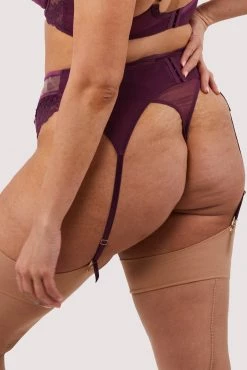 Felicity Hayward X PP Astrid Merlot Lace And Trim Cut Out Suspender New In