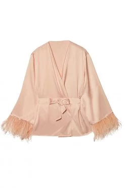 Felicity Hayward X PP Cassiopeia Blush Pink Satin And Feather Kimono New In
