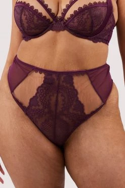 Felicity Hayward X PP New In Astrid Merlot Lace And Trim High Waisted Brief