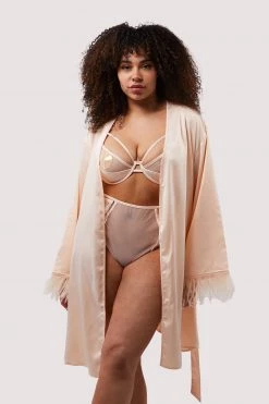 Felicity Hayward X PP Cassiopeia Blush Pink Satin And Feather Kimono New In