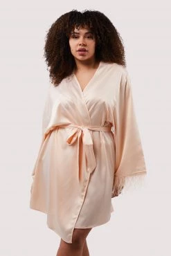 Felicity Hayward X PP Cassiopeia Blush Pink Satin And Feather Kimono New In