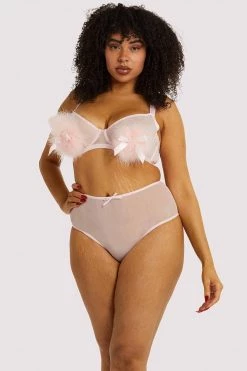 Playful Promises Curve Exclusive Bras Marina Pink Feather Bra