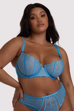 Playful Promises Curve Exclusive Peyton Blue Embroidery Bra
