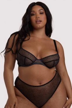 Playful Promises Curve Exclusive Brianna Black Mesh Bra New In Bras