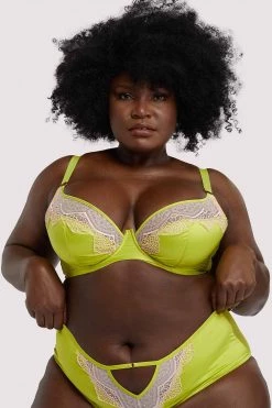 Playful Promises Curve Exclusive New In Bras Vivi Chartreuse Plunge Bra