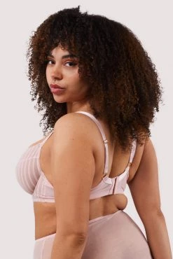 Playful Promises Curve Exclusive Presley Pink Stripe And Lace Trim Bra
