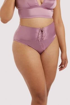 Playful Promises Curve Exclusive Knickers Eagan Blush Satin High Waist Knicker